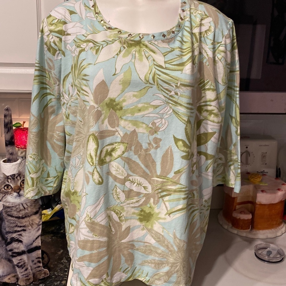 C womens Coral Bay casual 3/4 sleeve stretch plus size top 2X